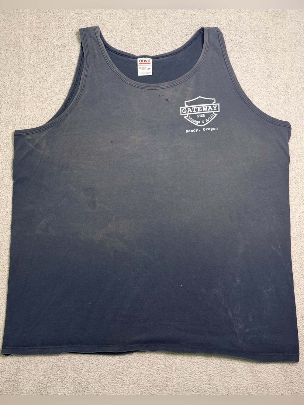 Vintage Anvil Biker Tank Top Adult 2X Sun Faded Distressed Double Sided Graphic